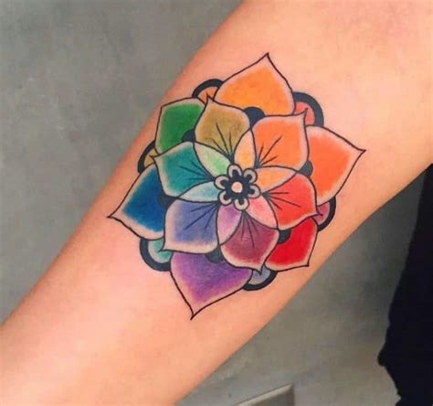 rainbow flower tattoo